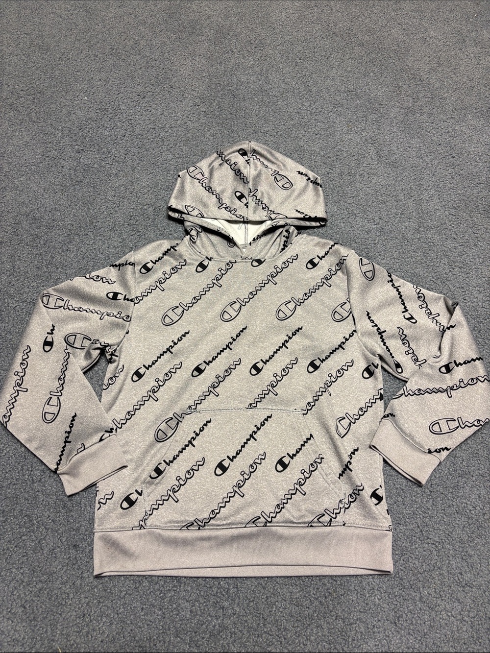 Boys Champion Hoodie with Allover Black Logo size 14-16